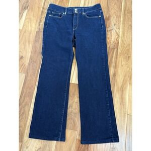 Michael Kors Jeans Womens Size 10.  HiRise Flare Stretch Dark Blue Denim Comfort